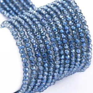 2mm x 1.5mm Crystal Rondelle Bead - Stormy Blue - Riverside Beads