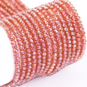 2mm x 1.5mm Crystal Rondelle Bead - Coral - Riverside Beads