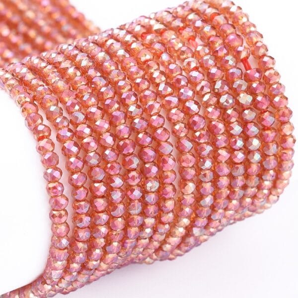 2mm Crystal Rondelle Bead Coral