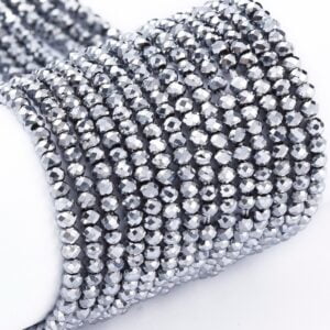 2mm x 1.5mm Crystal Rondelle Bead - Silver - Riverside Beads