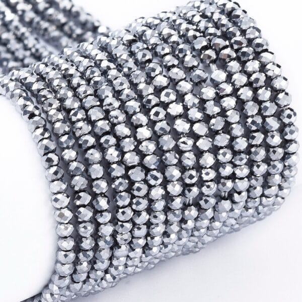 2mm Crystal Rondelle Bead Silver