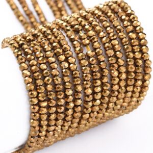 2mm x 1.5mm Crystal Rondelle Bead - Dark Gold - Riverside Beads