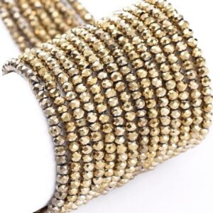 2mm x 1.5mm Crystal Rondelle Bead - Light Gold - Riverside Beads