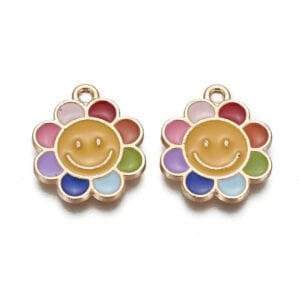 Enamel Multi Colour Flower Charm -Riverside Beads