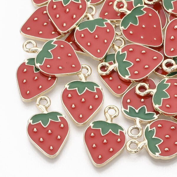 Enamel Strawberry Charms - Riverside Beads