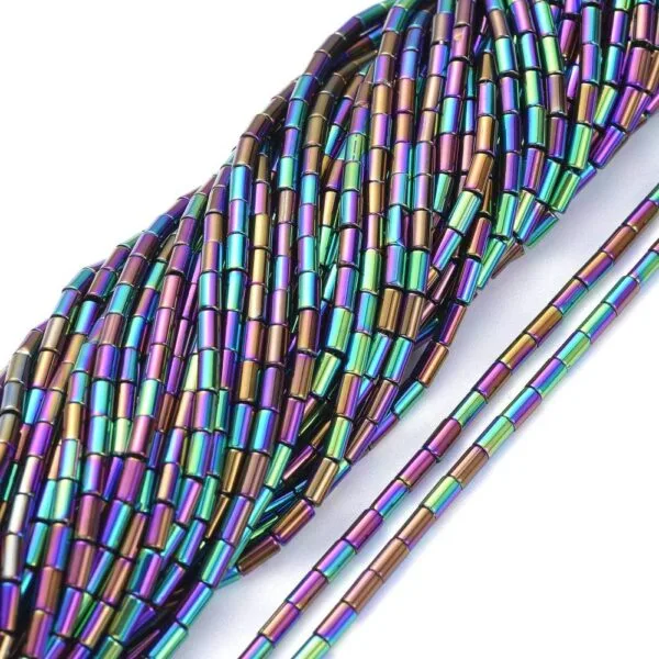 Glass Tube Bead Peacock