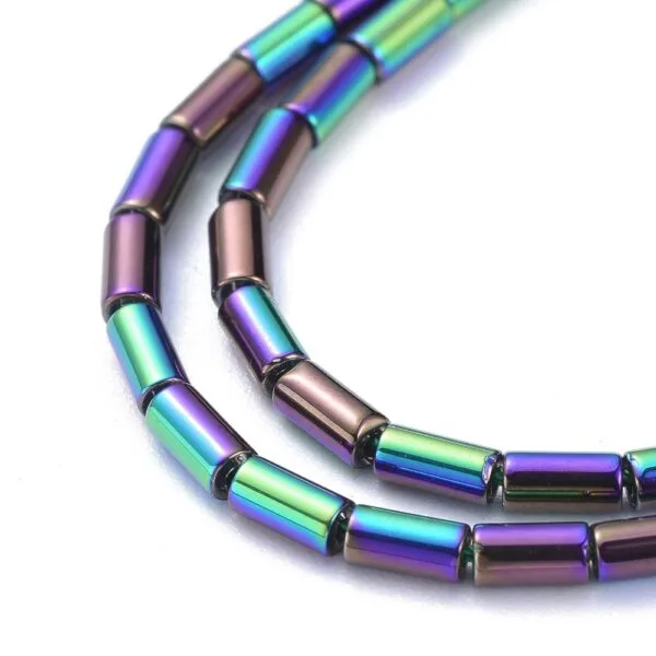 Glass Tube Bead - Peacock - Image 2