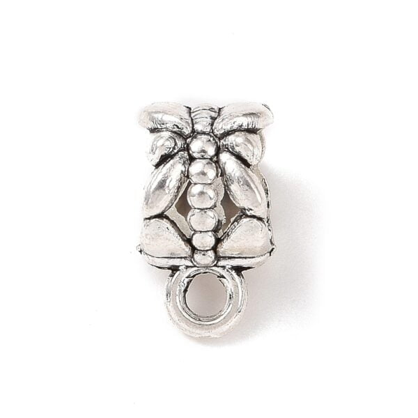 Antique Silver Tube Bail in a butterfly design