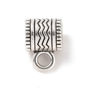 Antique silver tube bail with wave design