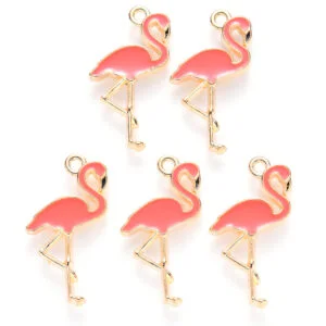 Enamel Flamingo Charms - Riverside Beads