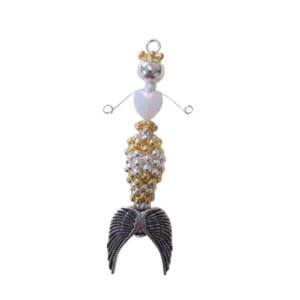 Silver and Gold Beaded Mermaid Charm - Riverside Beads