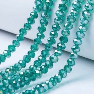 Teal AB Crystal Rondelle Bead