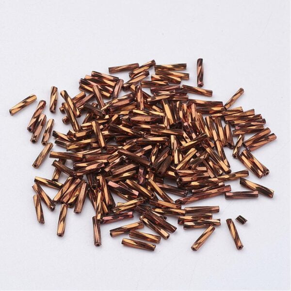 Twisted Metallic Brown Bugle Beads