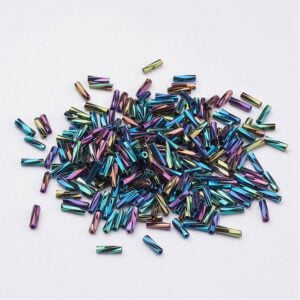 Bugle Seed Beads - Rainbow - Cylindrical Multicoloured Tube