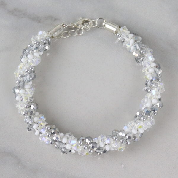 White Crystal Kumihimo Bracelet Kit