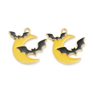 Enamel Moon With Bat Charm - Riverside Beads