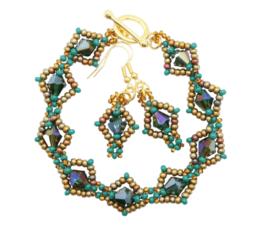 Beaded Harlequin Bracelet and Earrings Workshop