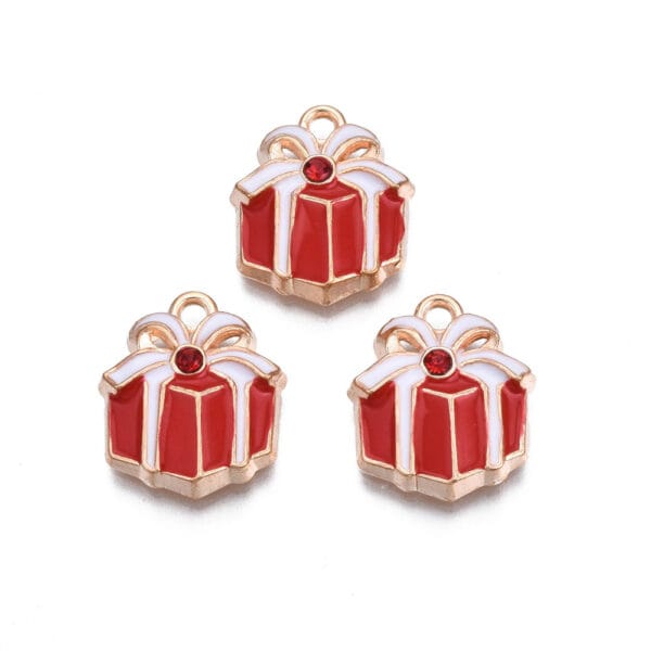 Enamel Present Charms with Diamante - Riverside Beads