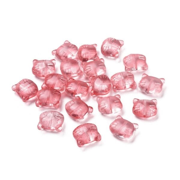 Glass Cat Head Bead In Pink - Riverside Beads