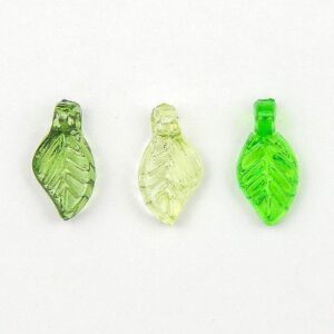 Acrylic Leaf Charms Bright Green - Riverside Beads