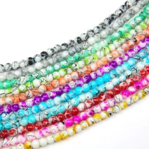 6mm Marbled Glass Beads
