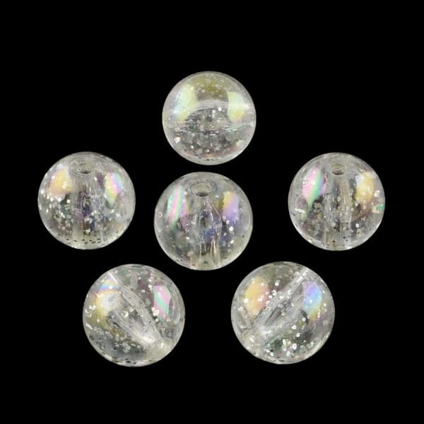 14mm Glitter AB Acrylic Beads - Riverside Beads