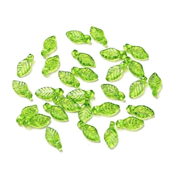 Acrylic Leaf Charms Bright Green - Riverside Beads