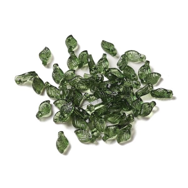 Acrylic Leaf Charms -Green - Riverside Beads