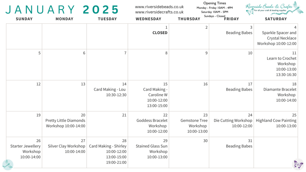 January Workshop Calendar