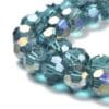 8mm Faceted Glass Crystal Round Beads - Dark Teal AB