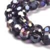 8mm Faceted Glass Crystal Round Beads - Navy Blue AB