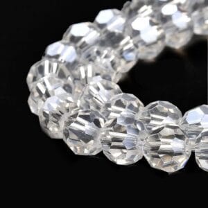 8mm Faceted Glass Crystal Round Beads - Clear AB