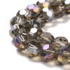 8mm Faceted Glass Crystal Round Beads - Dark Grey AB