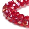 8mm Faceted Glass Crystal Round Beads - Light Red AB