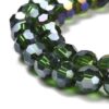 8mm Faceted Glass Crystal Round Beads - Dark Green AB