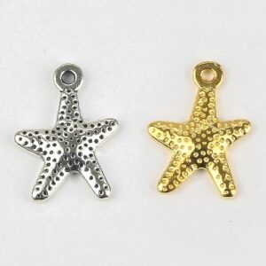 Small Starfish Charms with dimples on the surface of the bead imitating an actual starfish.