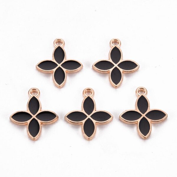 Black four petal flower charm