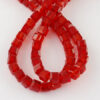 Strand of 4mm Glass Cubes in Red, the faceted edges of the glass cubes allows the light to shimmer.