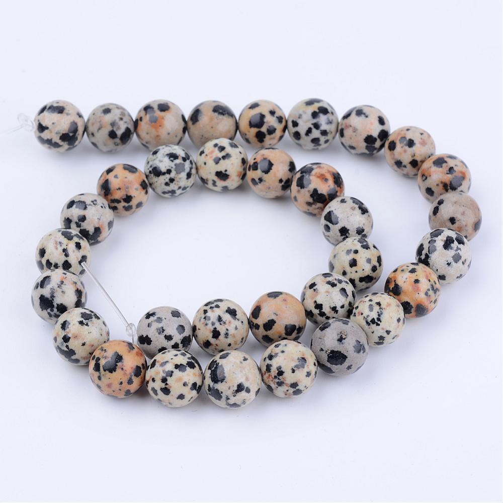 thumbnail image 2 of Dalmatian Jasper Smooth Round Beads 4mm 6mm 8mm 10mm 12mm Approx 15.5" Strand 2 of 2