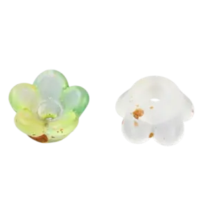 6x3 Lucite Green Flower Bead