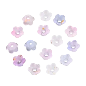 6x3mm Lucite Flower Bead with Gold Foil