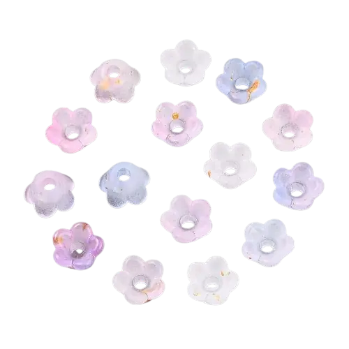 6x3mm Lucite Flower Bead with Gold Foil