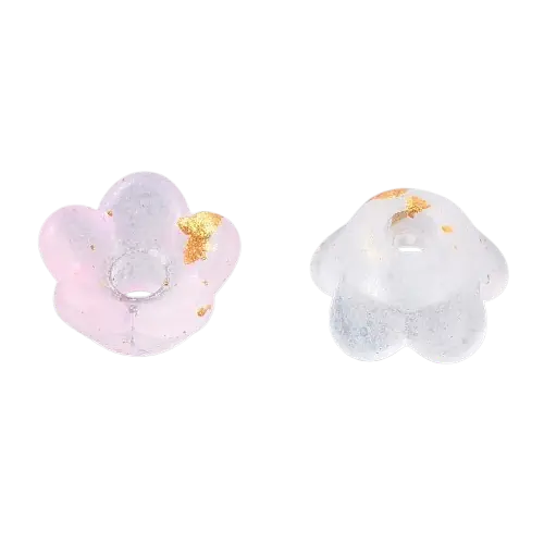6x3mm Lucite Flower Bead with Gold Foil