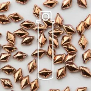 8x5mm Gemduo Bead - Crystal Capri. A speciality bead with a half plated finish, hlaf metallic gold and half a transparent rose colour. The beads are diamond shaped with 2 holes in.