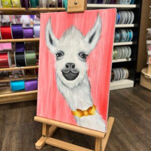 Llama Painting Cuppa and Canvas Workshop