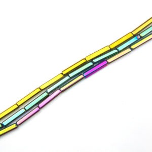 Glass Rectangle Metallic Bead