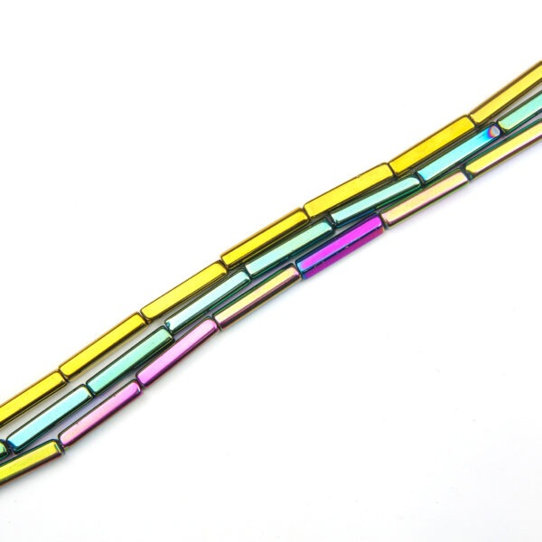 Glass Rectangle Metallic Bead