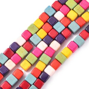 Dyed Howlite Cube Bead - Mixed