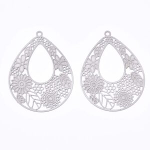 Flower Teardrop Link connector Charm - Riverside Beads