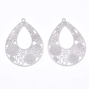 Flower Teardrop Link connector Charm - Riverside Beads